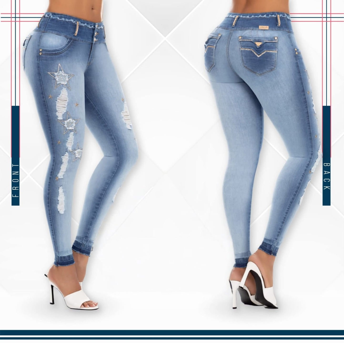 Jean Ultra Premium Bordado, con acabado de Lujo.