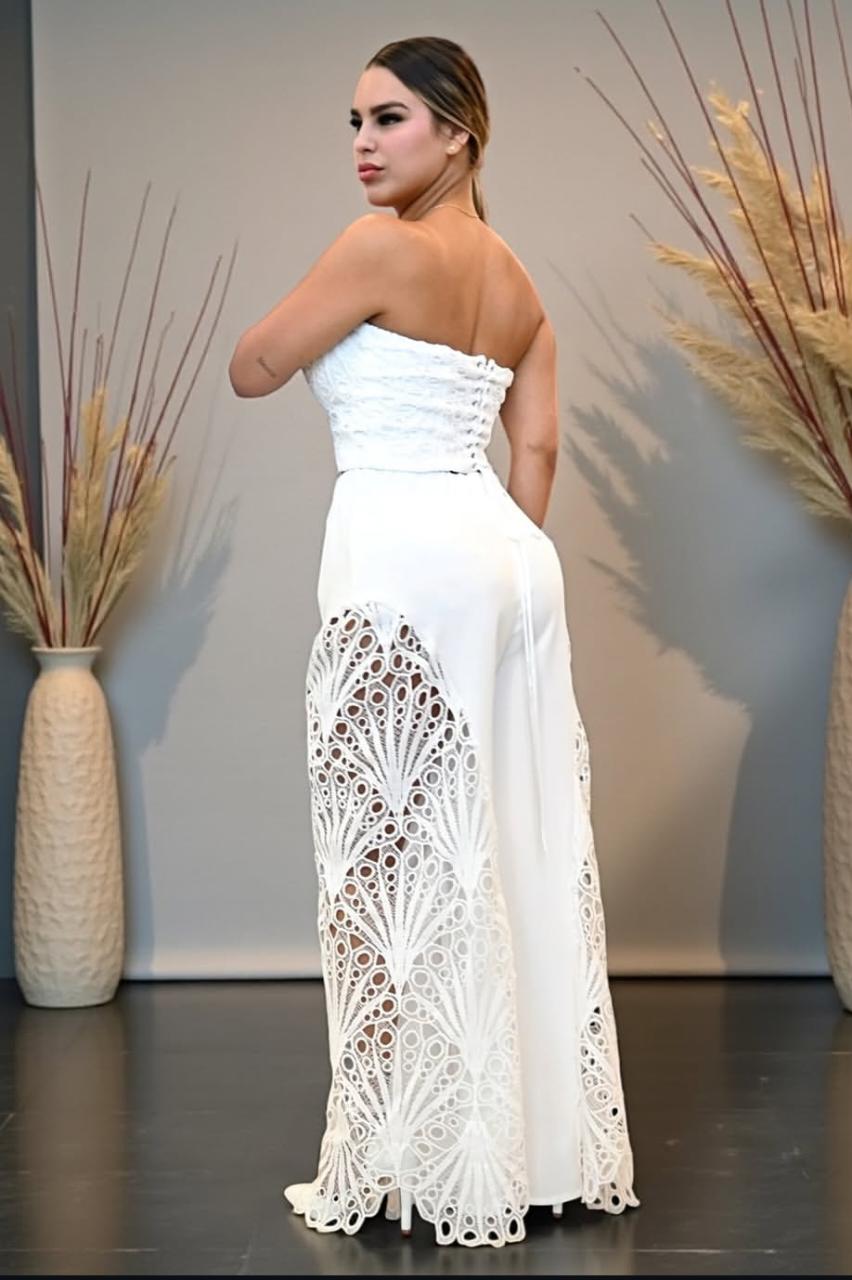 Conjunto Pantalón Wide Leg Tela + Blusa - Ultra Premium