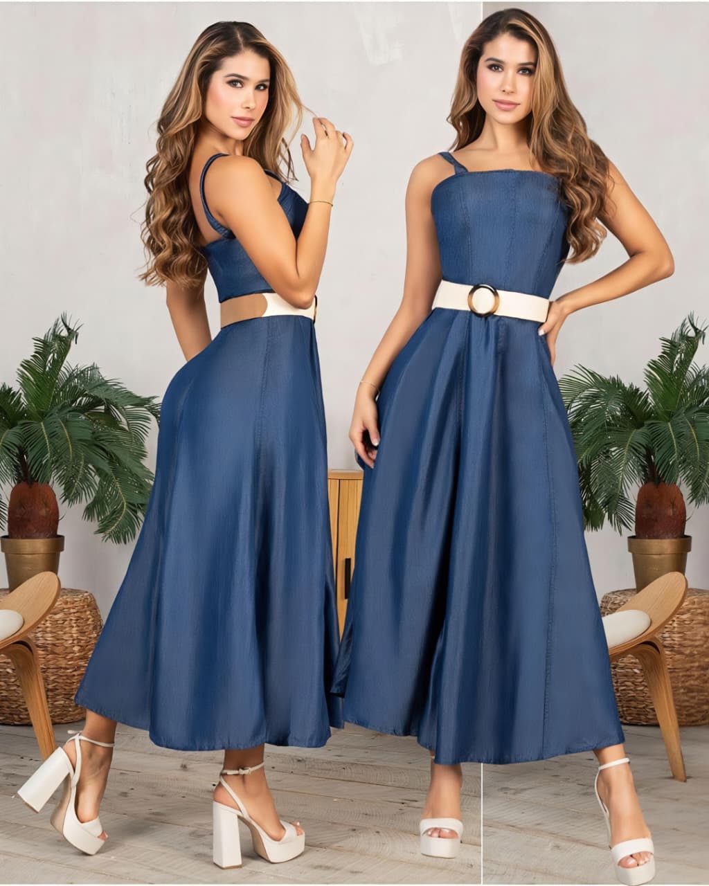 Vestido Largo Mezclilla - Acabado Elegante - Denim Premium