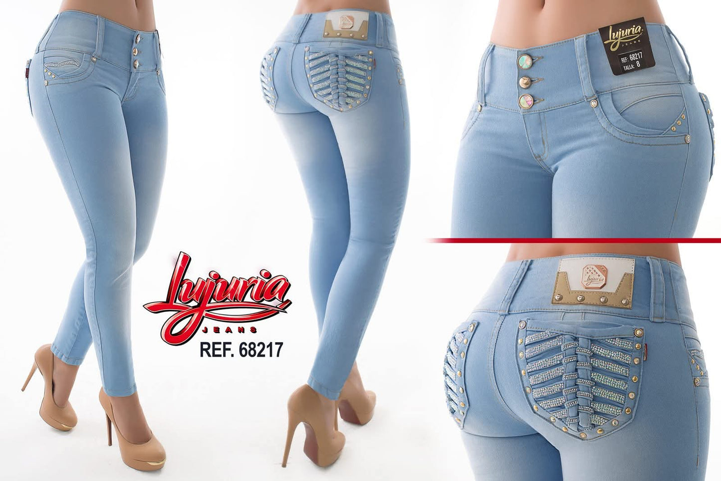 Jean Ultra Premium Bordado y Pedrería en Bolsillo