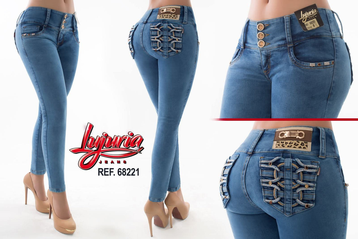 Jean Ultra Premium Bordado y Pedrería en Bolsillo.