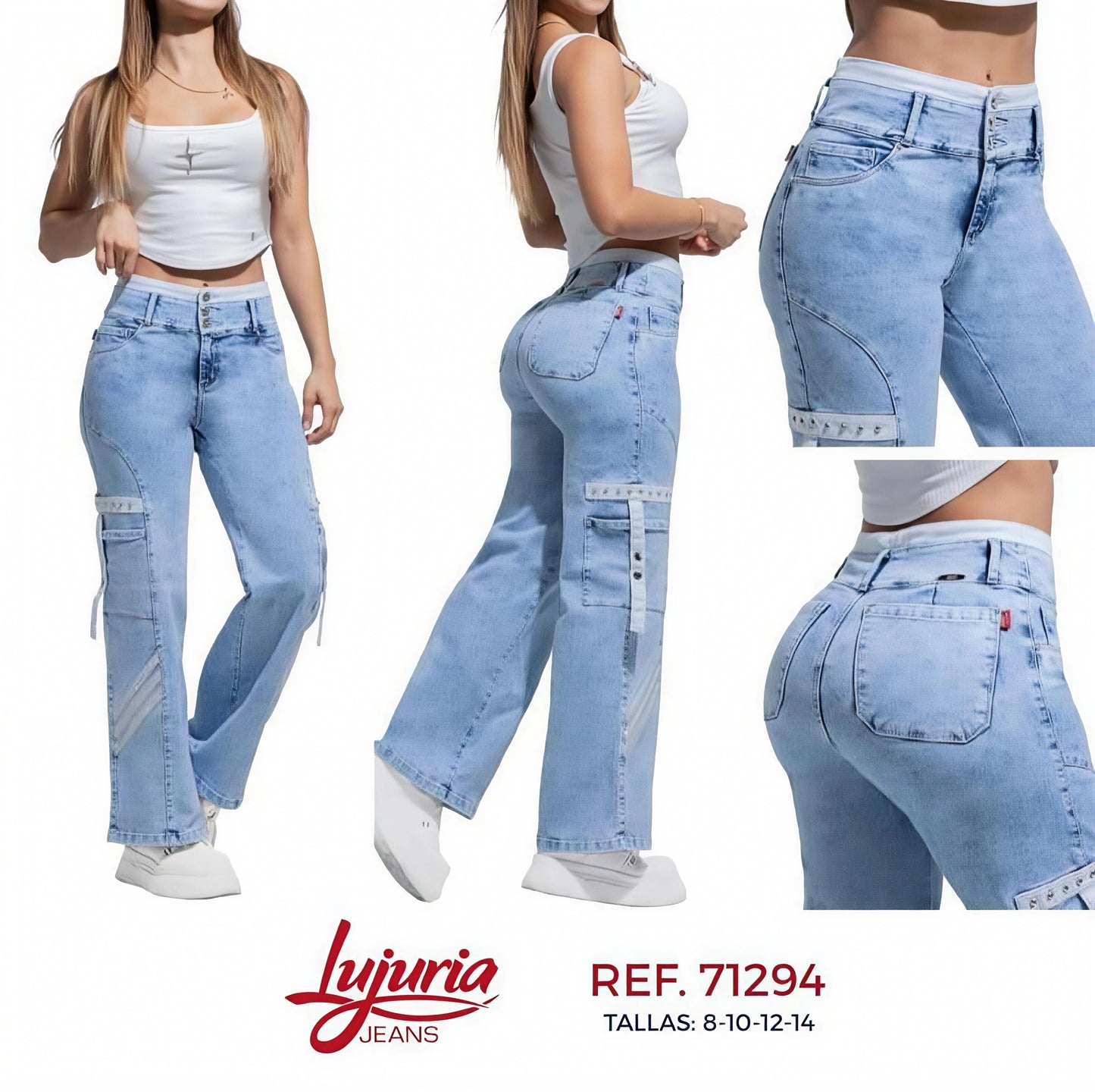 Pantalón Cargo Mezclilla