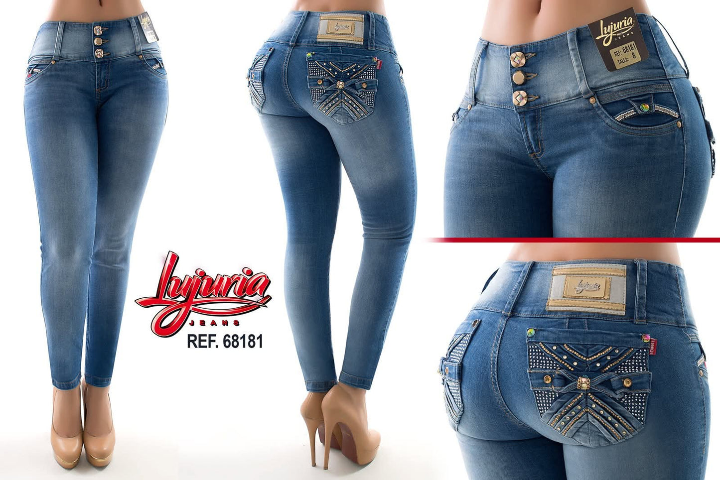Jean Ultra Premium Bordado y Pedrería en Bolsillo