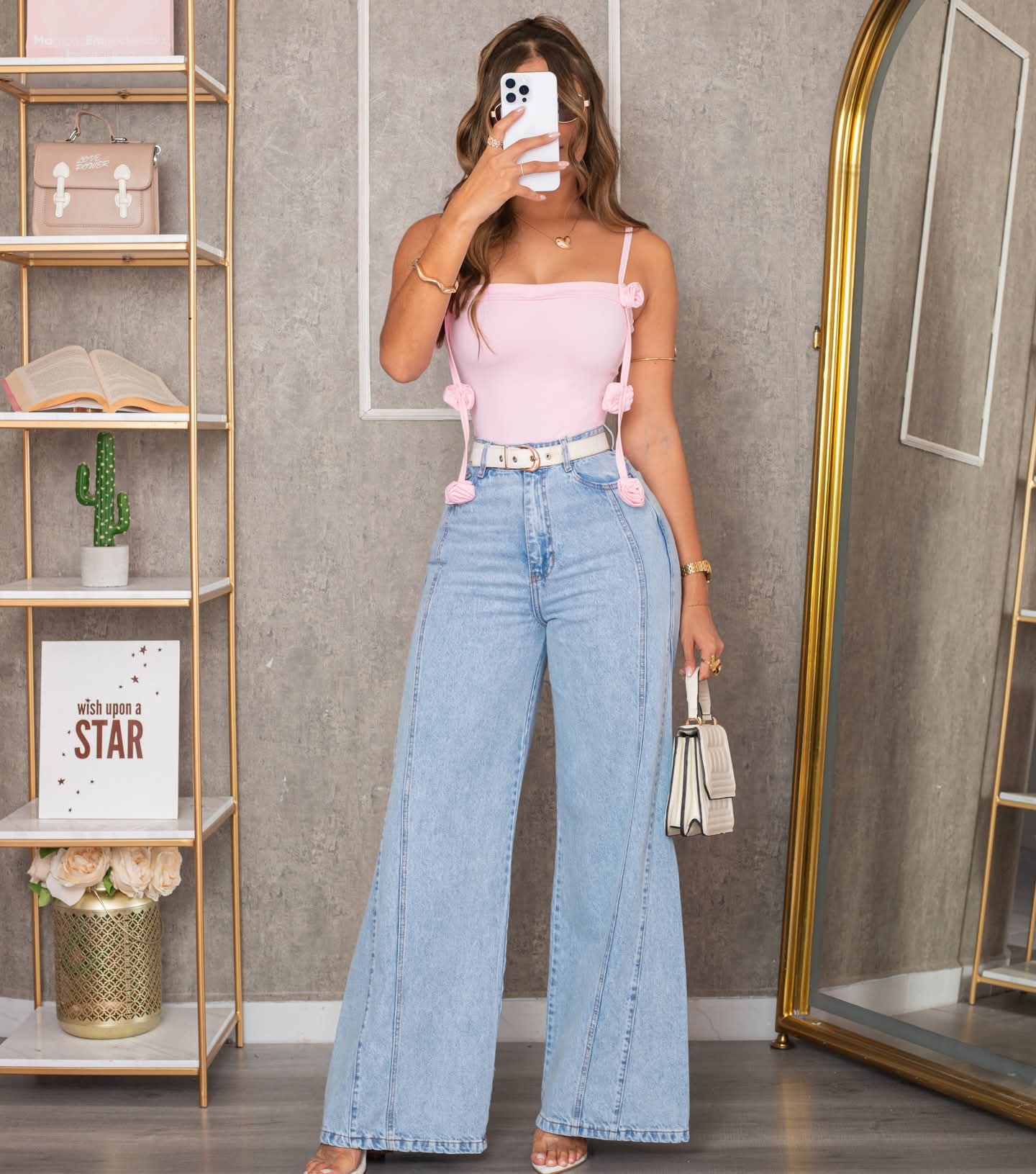 Combo Pantalón + Blusa + Cartera/Bolso 👜 + Bisuteria - Acabado de Lujo - Denim Premium