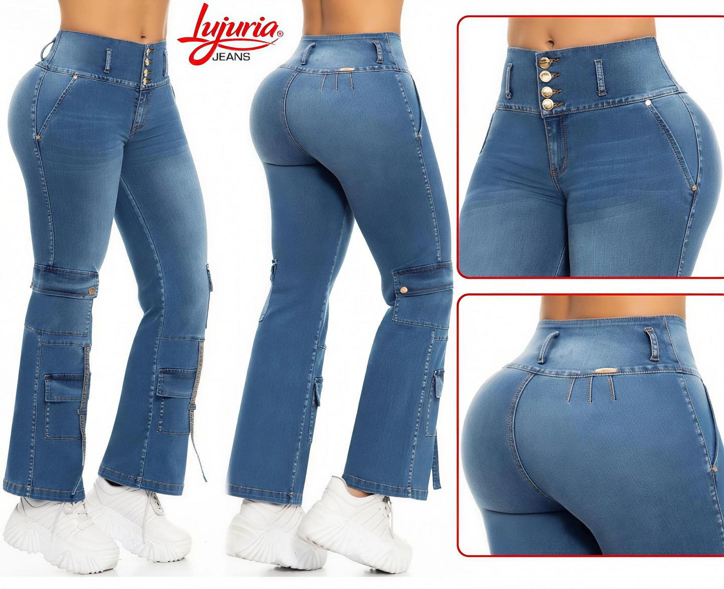 Pantalón Cargo Mezclilla