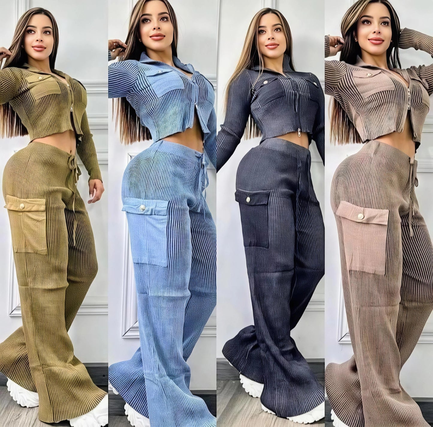 Conjunto Pantalón Cargo Tela Colores
