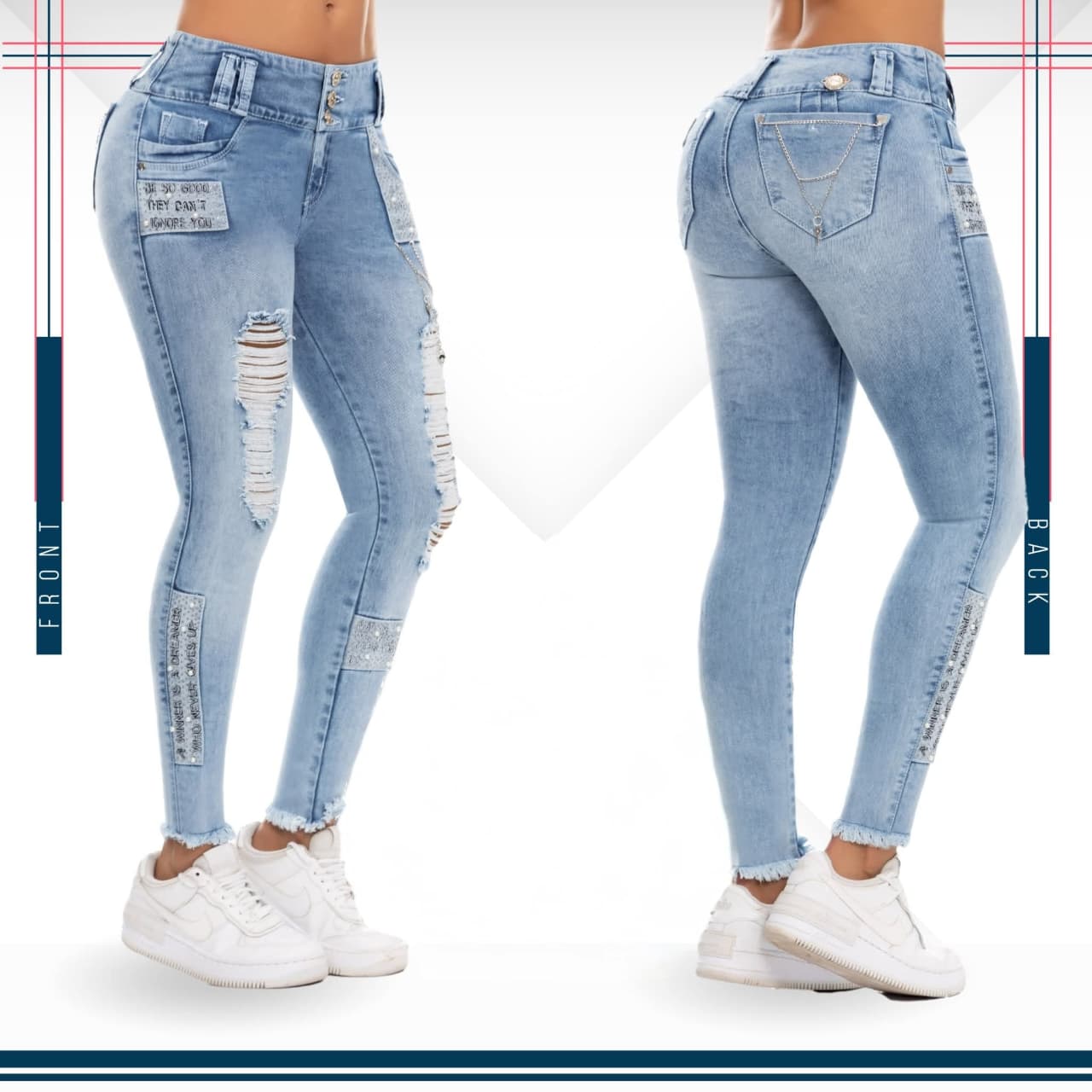 Jean Ultra Premium Bordado, con acabado de Lujo.