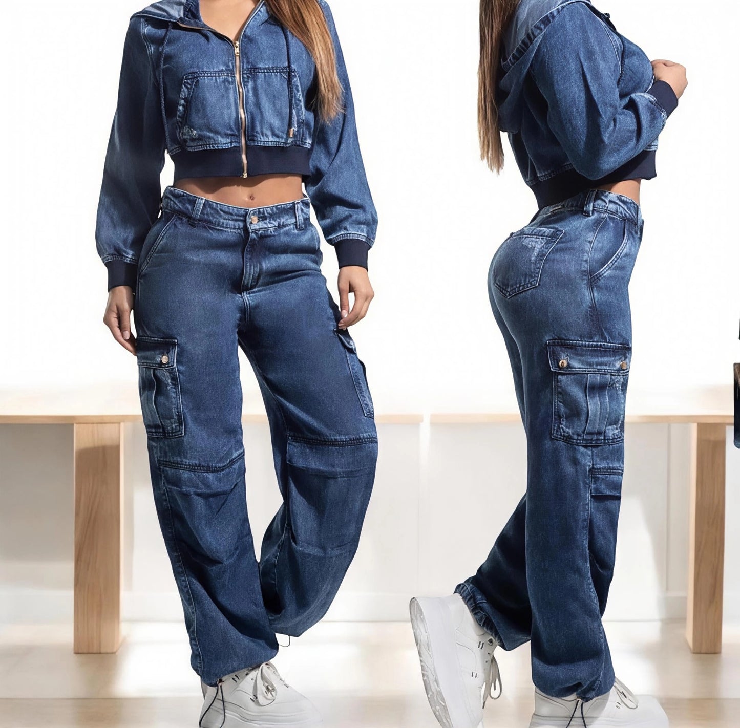 Conjunto Cargo Mezclilla 2 Piezas