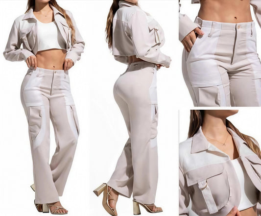 Conjunto Cargo Tela Pantalón más Chaleco 2 Piezas