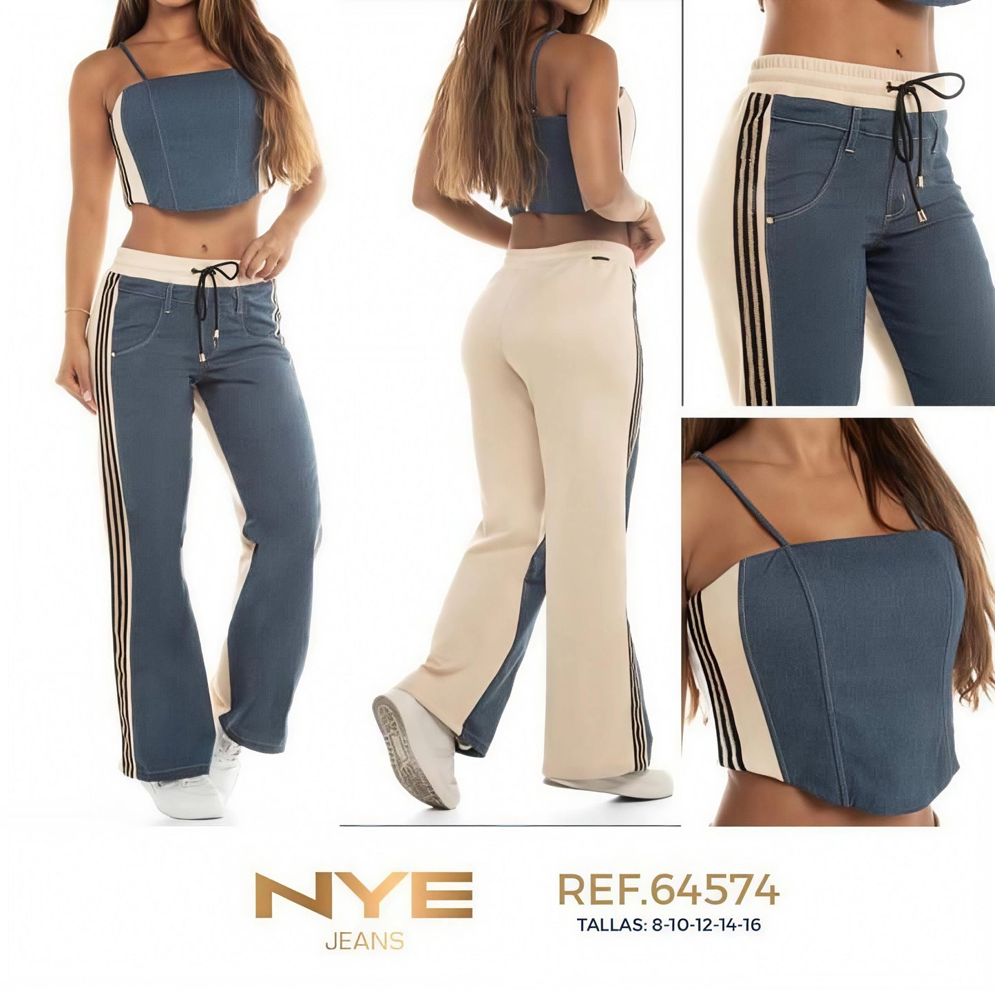Conjunto Croop Top + Pantalón Mezclilla - Ultra Premium