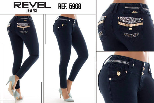 Jean Ultra Premium Bordado y Pedrería, con acabado de Lujo.