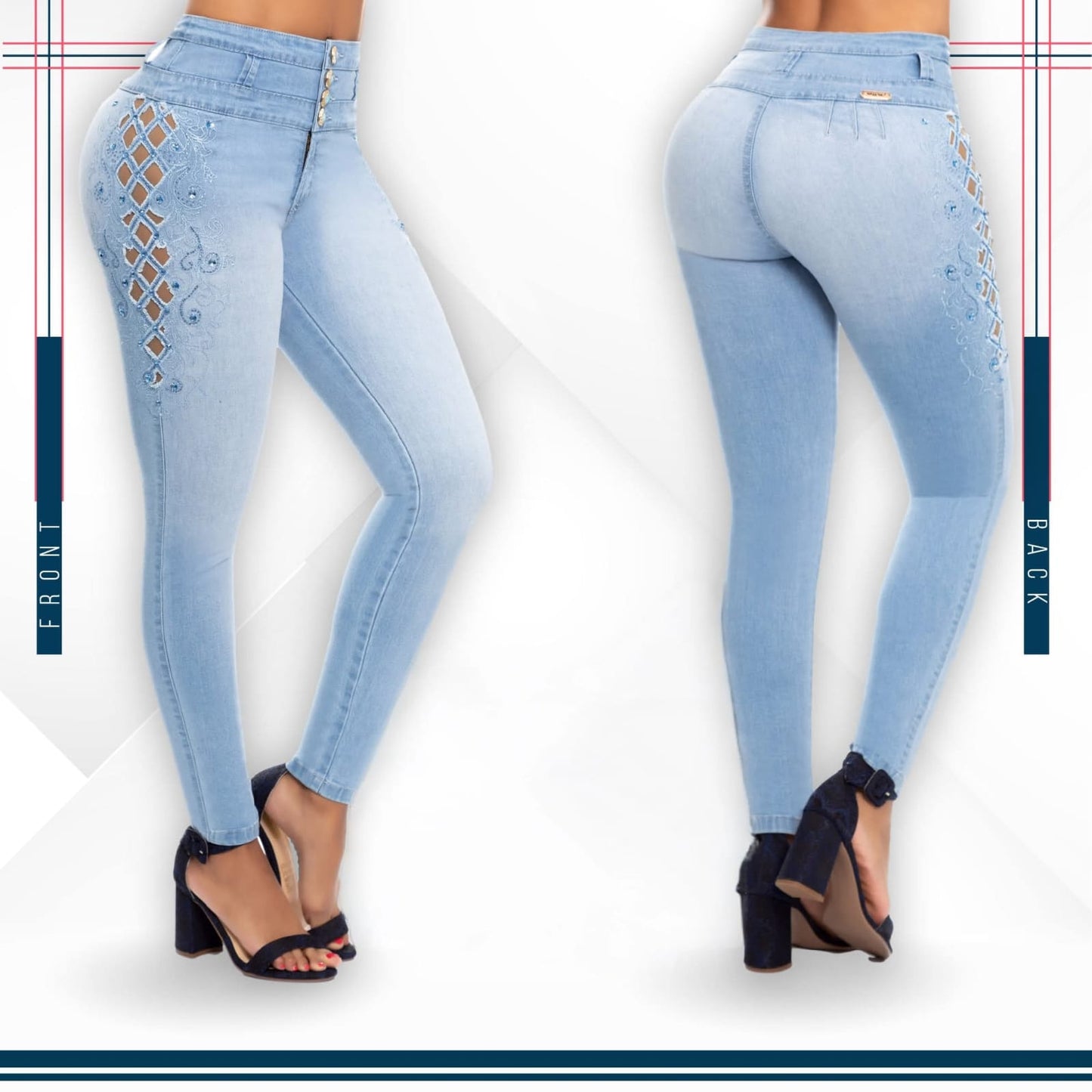 Jean Ultra Premium Bordado, con acabado de Lujo.