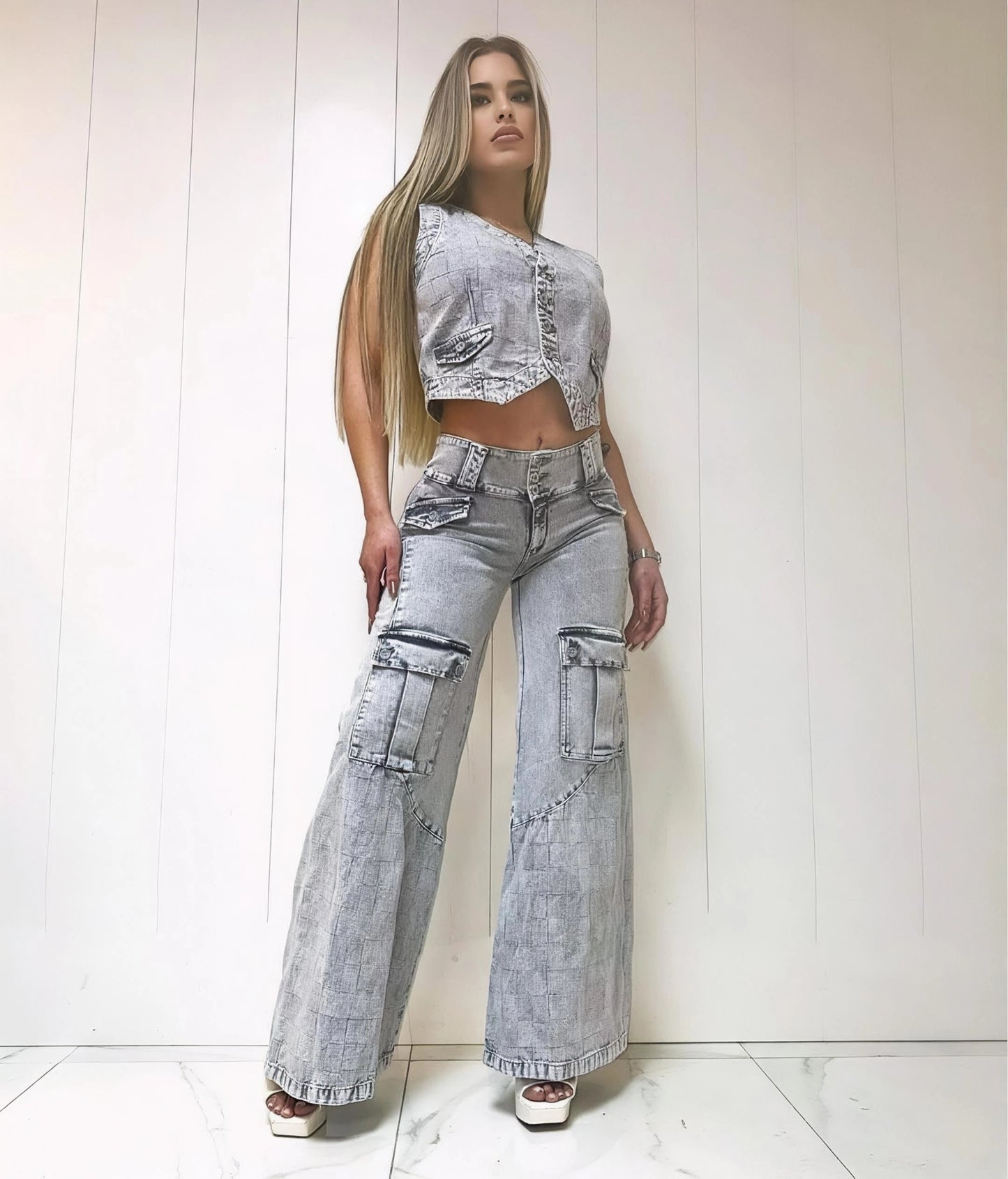 Conjunto Cargo Mezclilla 2 Piezas