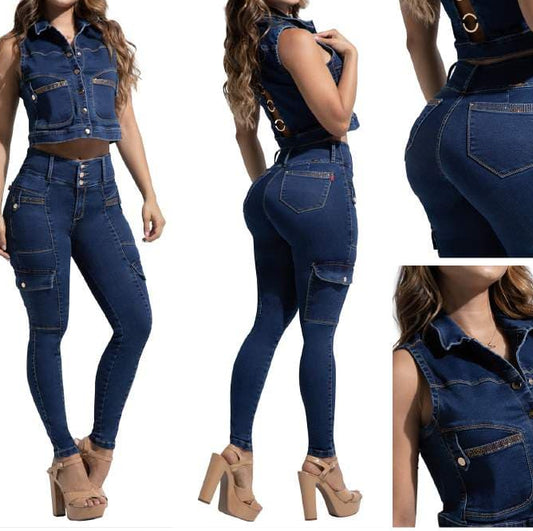 Conjunto Cargo Mezclilla 2 Piezas