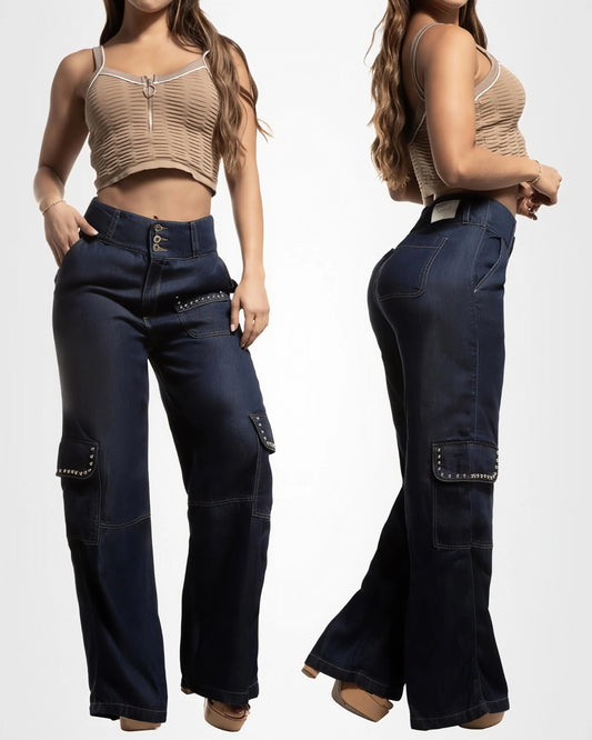 Pantalón Cargo Mezclilla