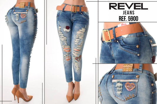 Jean Ultra Premium Bordado y Pedrería, con acabado de Lujo.