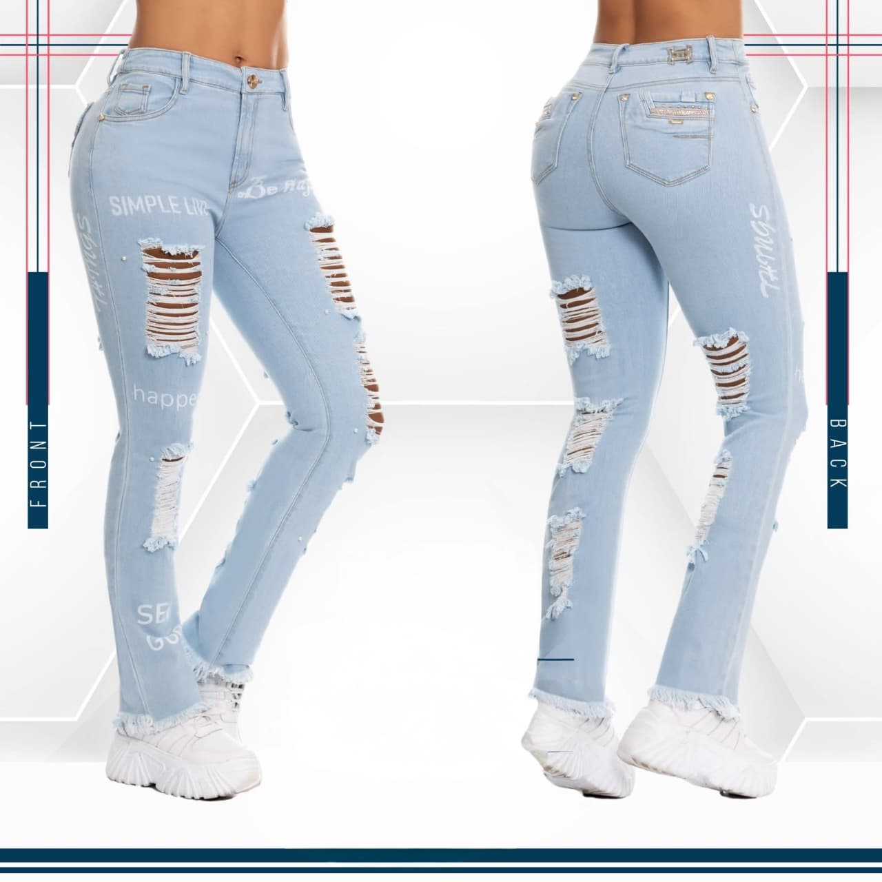 Jean Ultra Premium Bordado, con acabado de Lujo.