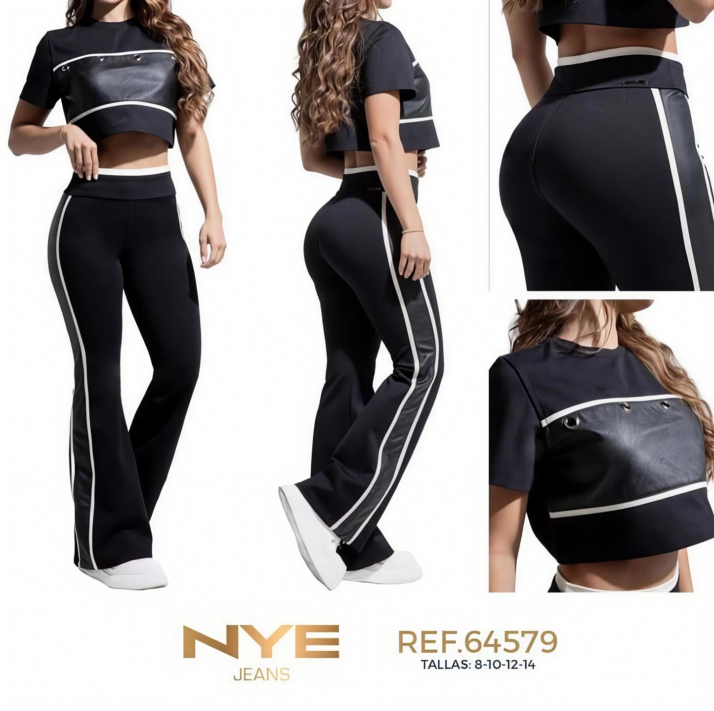 Conjunto usa Tela y Efecto Cuero + Pantalón Mezclilla - Ultra Premium