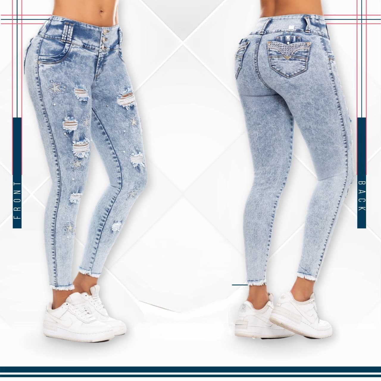 Jean Ultra Premium Bordado, con acabado de Lujo.
