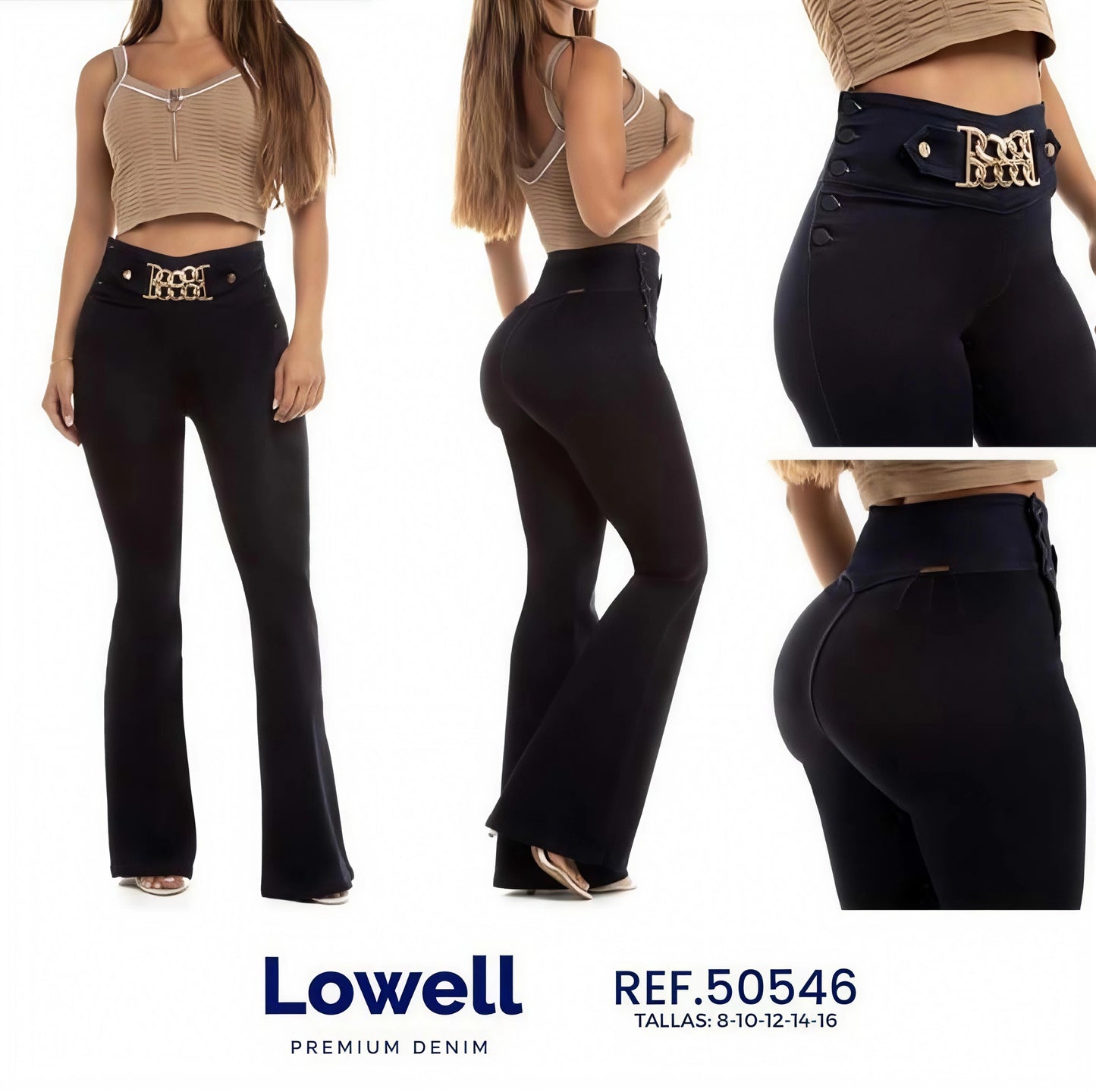 Pantalón Bota Campana Front Metálico. Acabado de Lujo- Ultra Premium