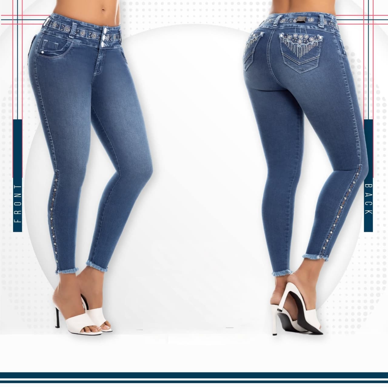 Jean Ultra Premium Bordado, con acabado de Lujo.