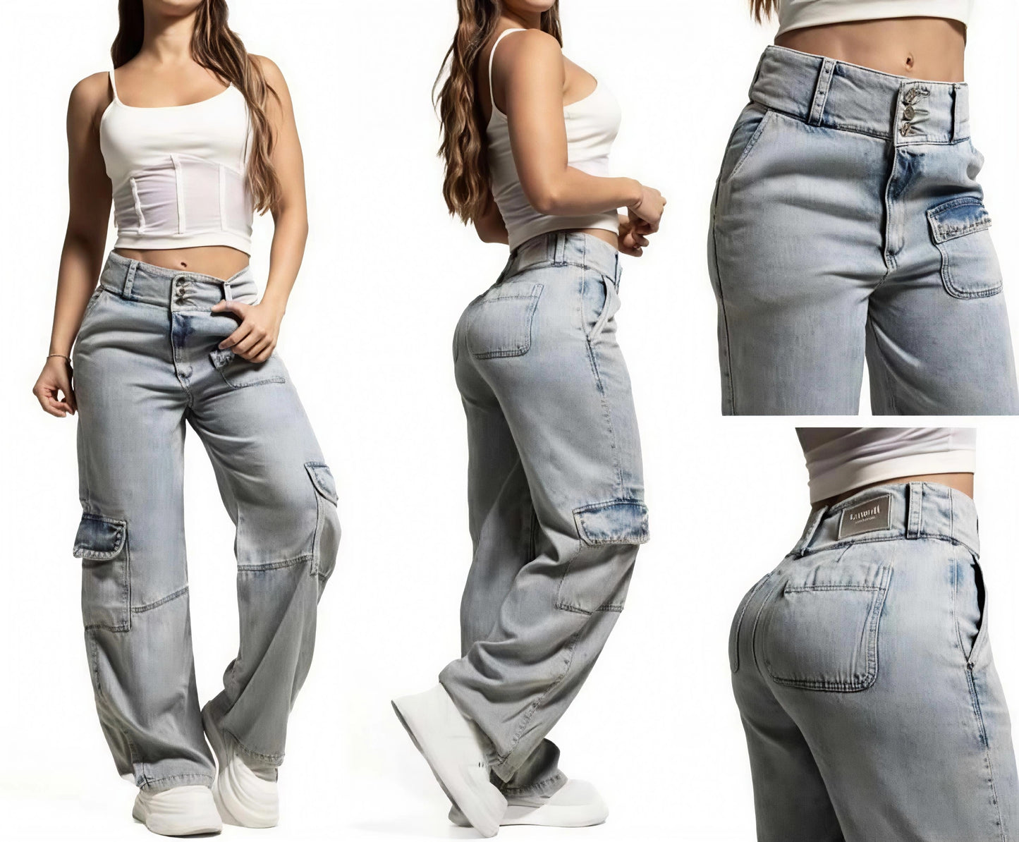 Pantalón Cargo Mezclilla