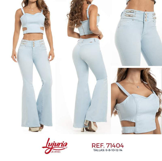 Conjunto Pantalón Wide Leg Tela + Blusa - Ultra Premium