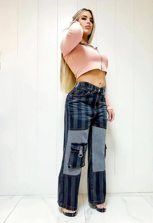 Pantalón Cargo Mezclilla