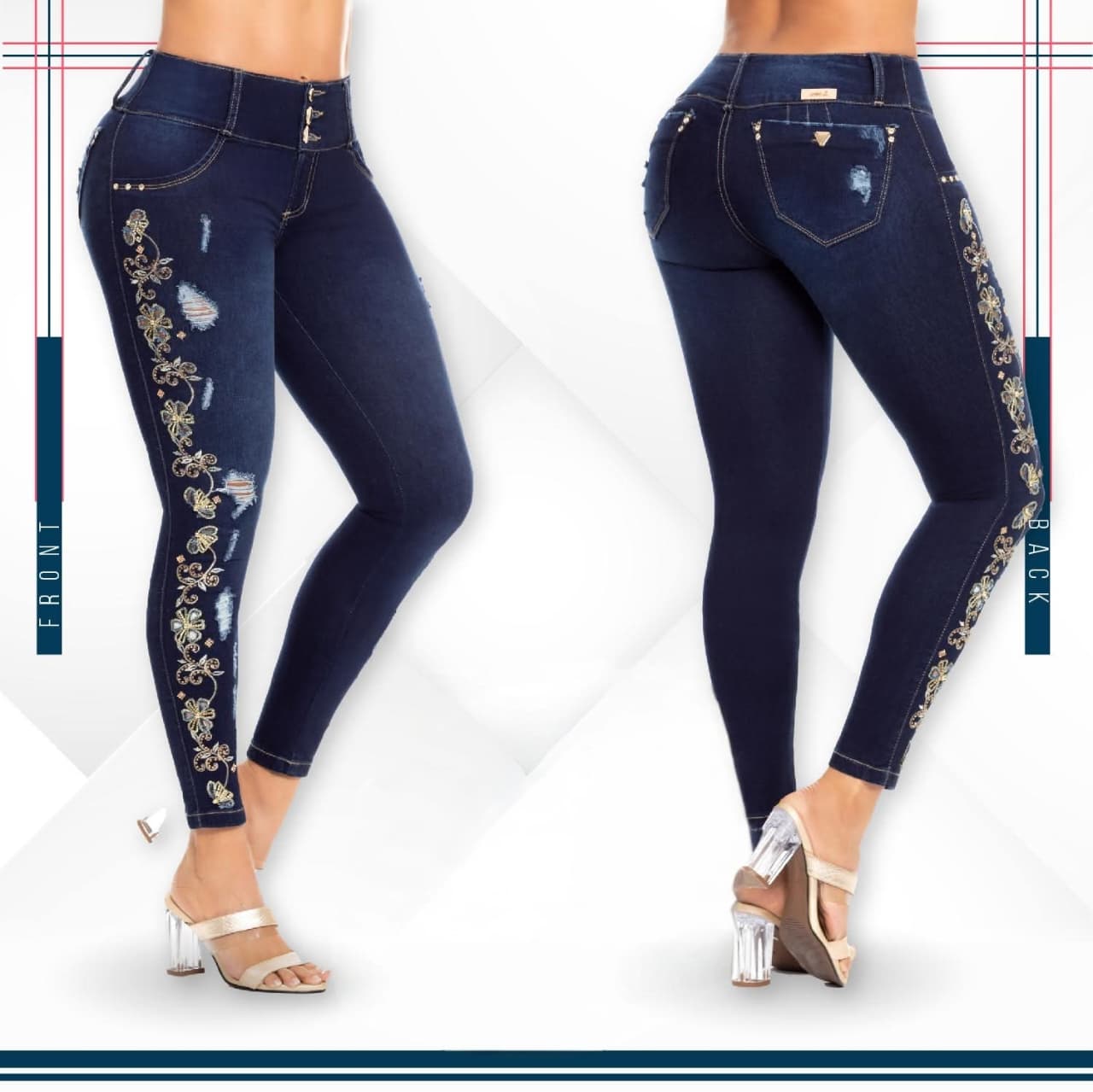 Jean Ultra Premium Bordado, con acabado de Lujo.