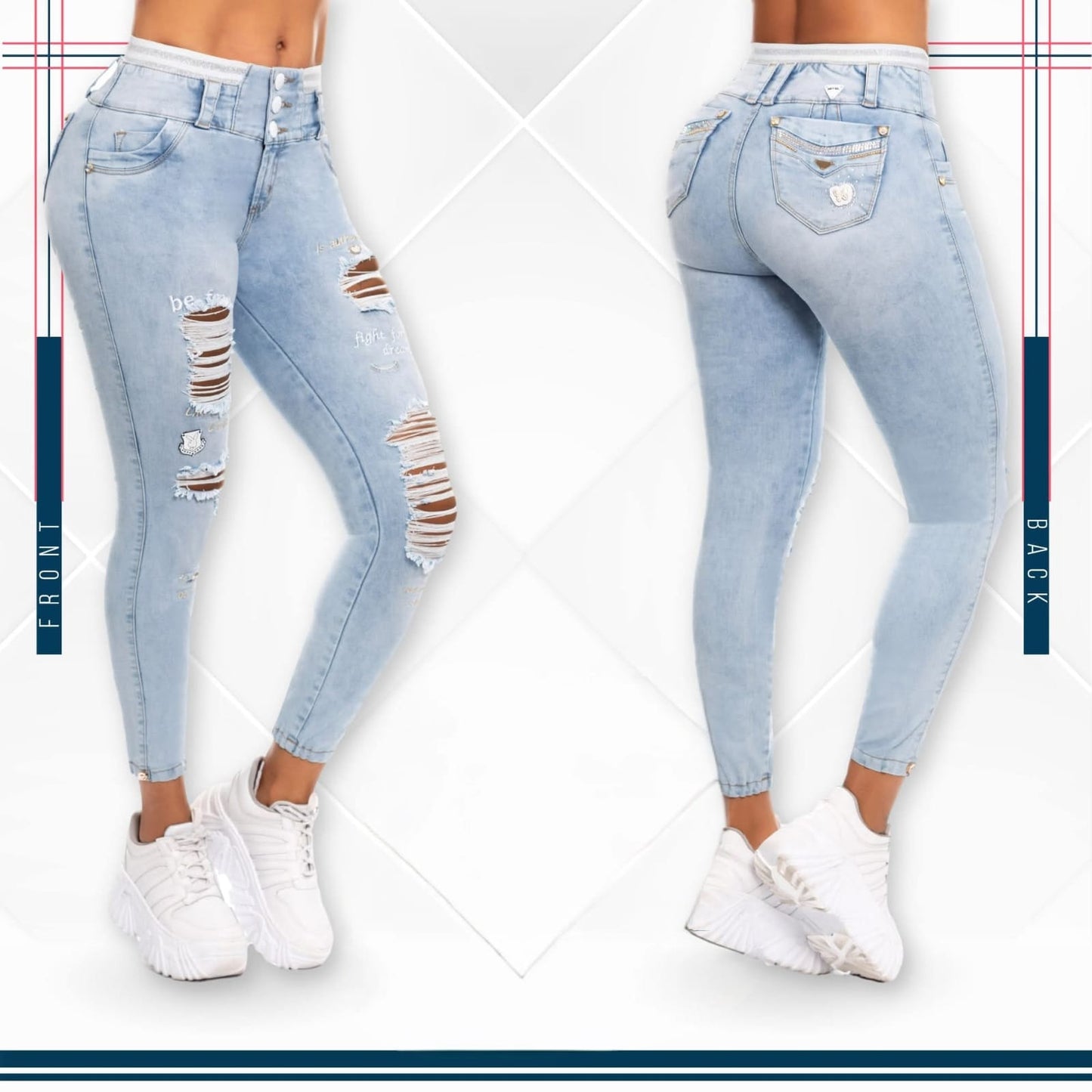 Jean Ultra Premium Bordado, con acabado de Lujo.