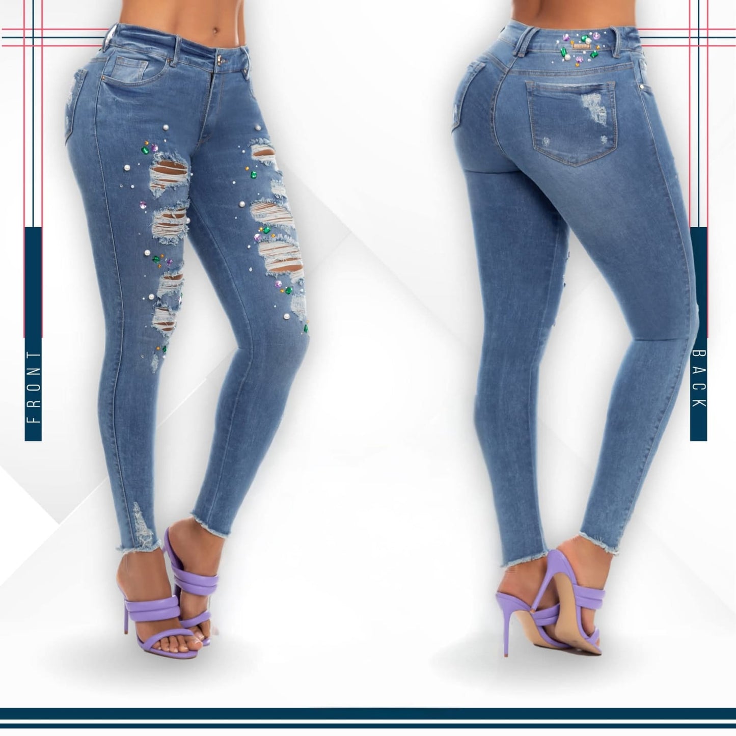 Jean Ultra Premium Bordado, con acabado de Lujo.