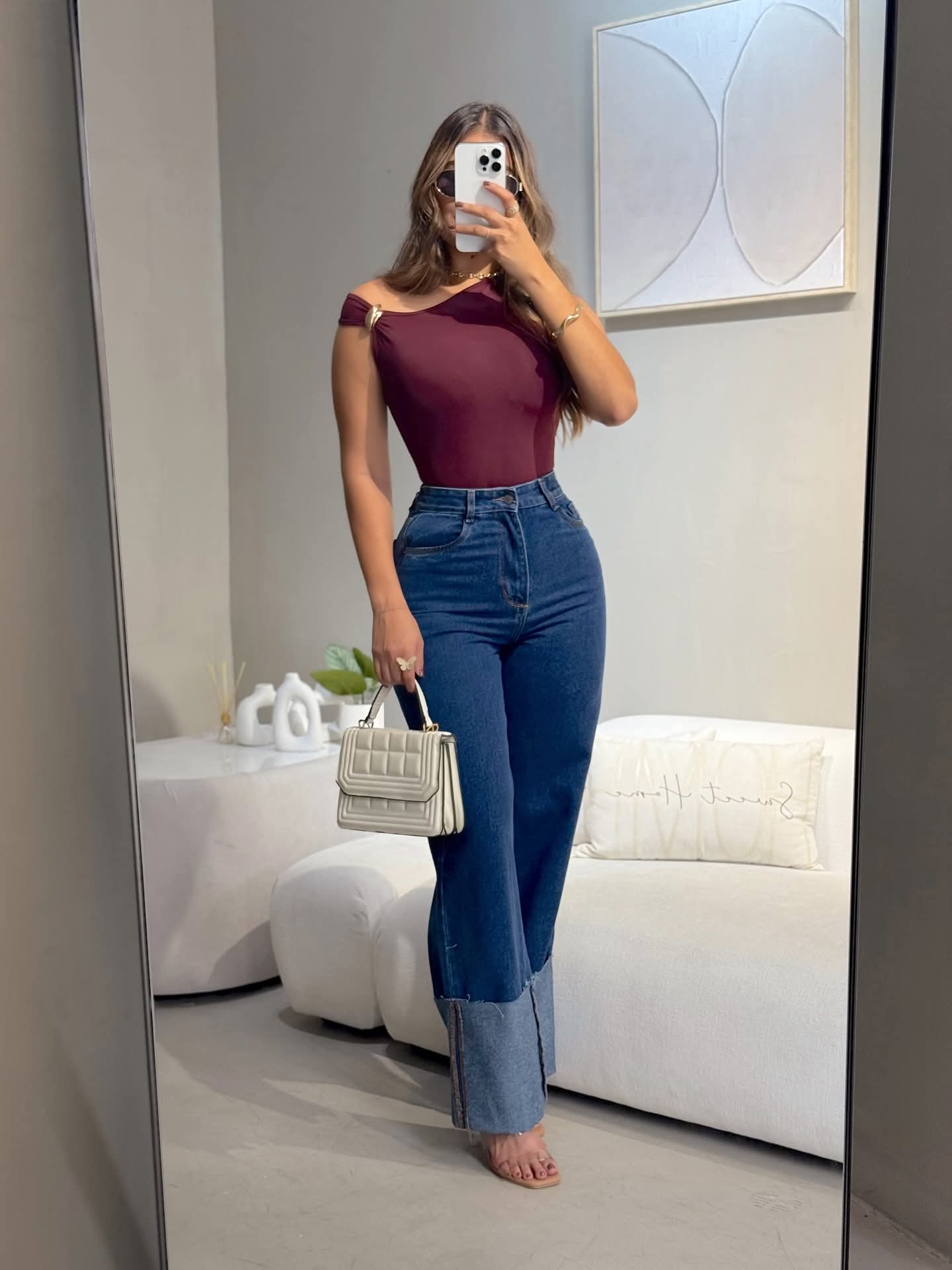 Combo Pantalón + Blusa + Cartera/Bolso 👜 + Bisuteria - Acabado de Lujo - Denim Premium